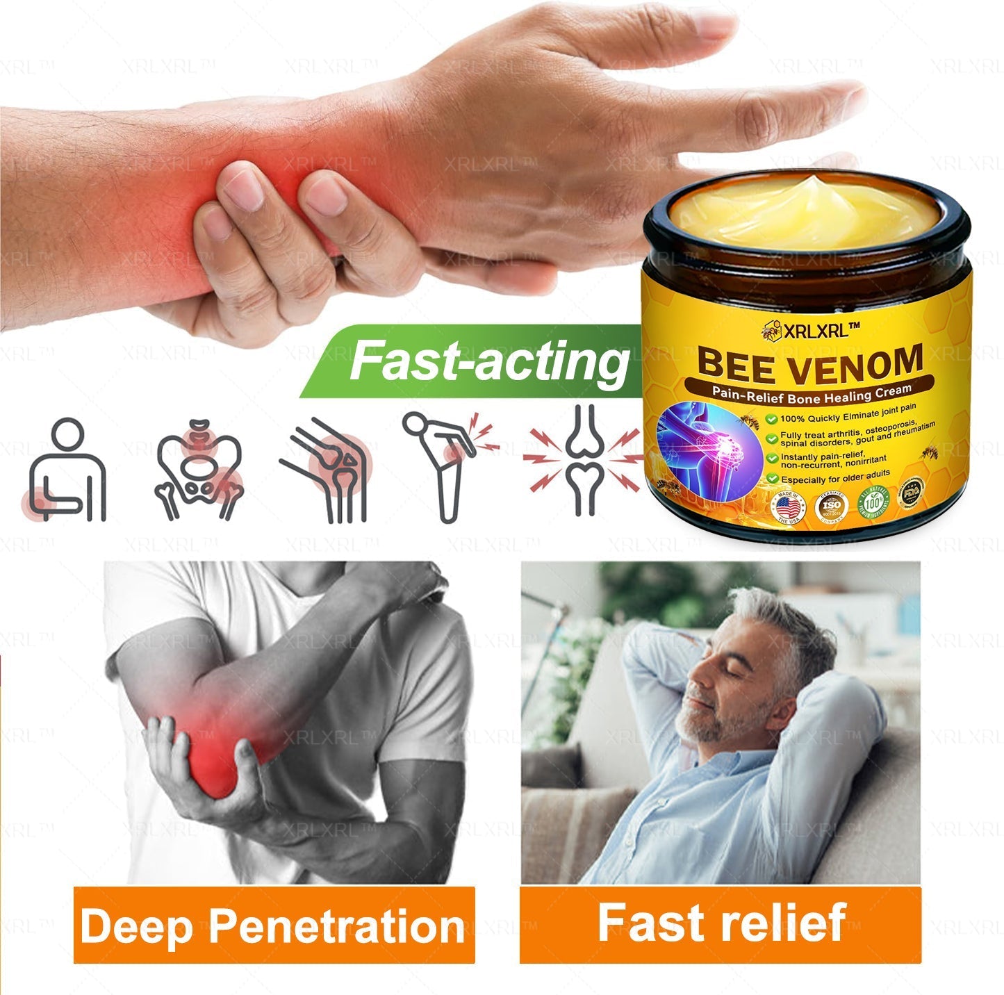 XRLXRL® Bee Venom Pain-Relief Bone Healing Cream 👑👑(Specially for older adults)
