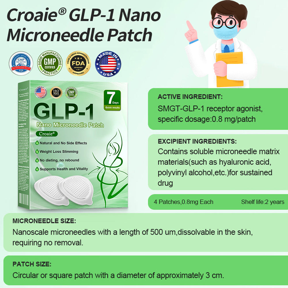 [See results in 7 days]🔔Croaie® Nano Microneedle Patch SMGT-GLP-1 & Matrixyl™  3000（Painless, long-lasting, addressing diabetes, obesity, and cardiovascular diseases）💚